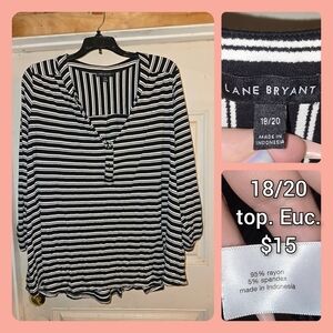 Lane Bryant Black and White Striped Blouse